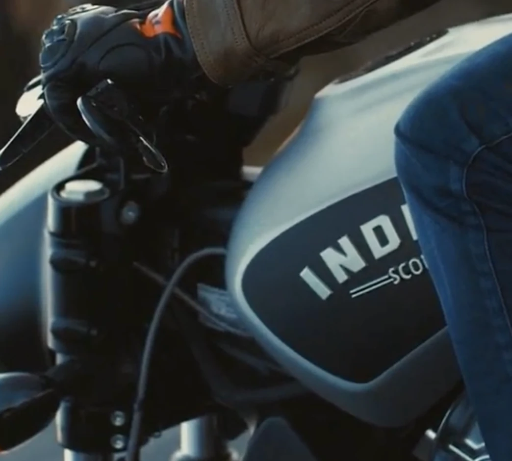 Close-up of an Indian Scout motorcycle tank